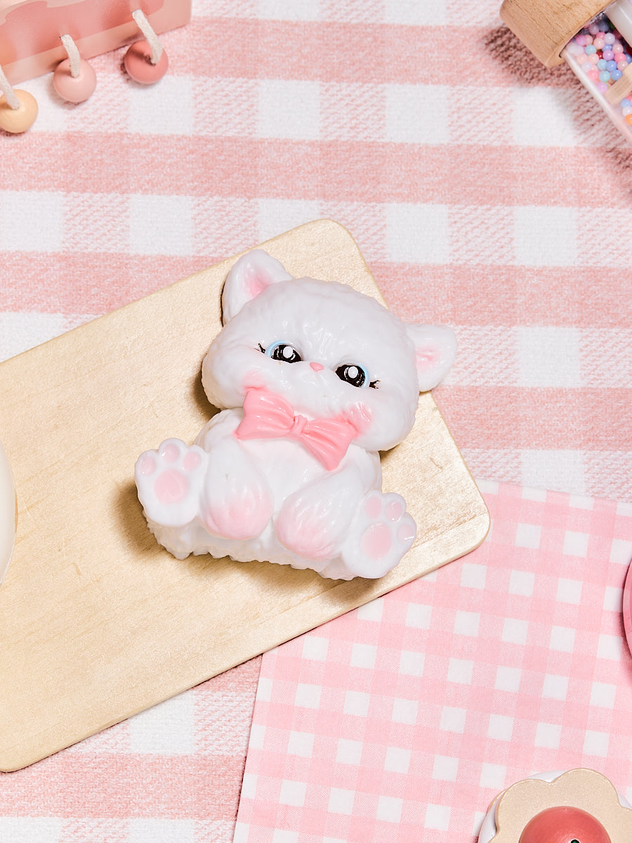 White Cat with Pink Bow Taba Squishy