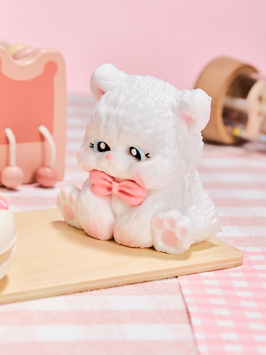 White Cat with Pink Bow Taba Squishy