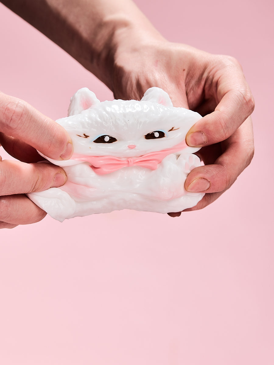 White Cat with Pink Bow Taba Squishy
