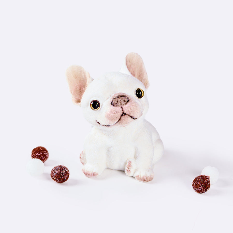 Flocked White French Bulldog Taba Squishy