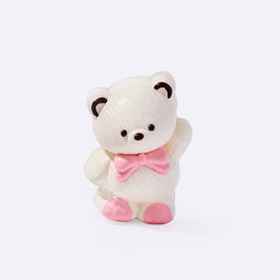 Beige Waving Bear with Pink Bow